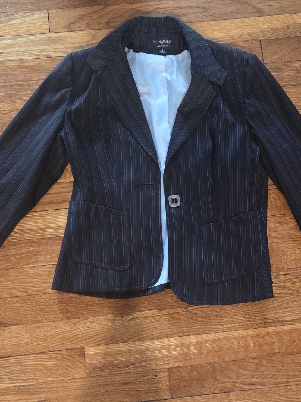 Larry Levine Black Pinstripe Blazer Jacket